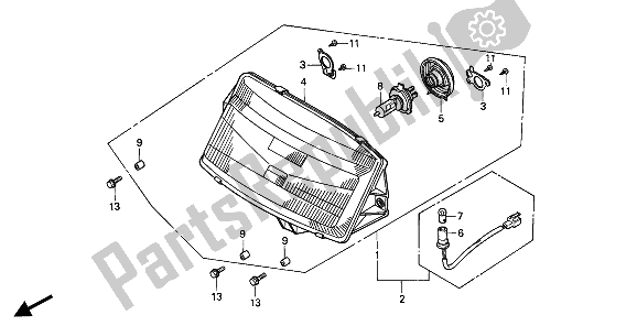 Alle onderdelen voor de Koplamp (eu) van de Honda CN 250 1 1994