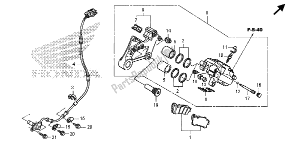 All parts for the Rear Brake Caliper of the Honda VT 1300 CXA 2013