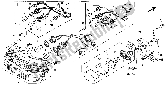 All parts for the Taillight of the Honda CBR 1000F 1989