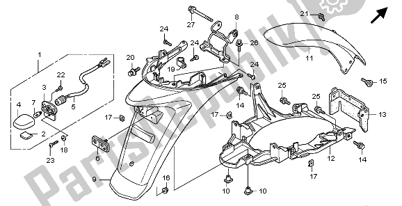 All parts for the Rear Fender of the Honda SH 150 2006