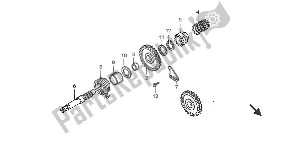 All parts for the Kick Starter Spindle of the Honda CR 85R SW 2005