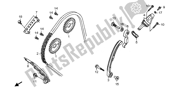 Alle onderdelen voor de Nokkenketting & Spanner van de Honda CB 600F Hornet 2011