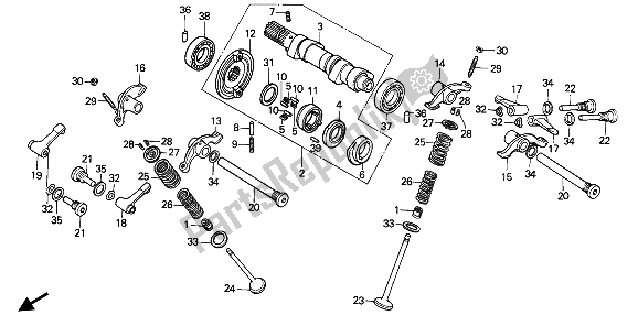 Todas las partes para árbol De Levas Y Válvula de Honda XR 600R 1992