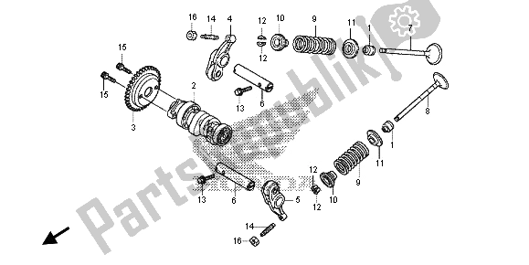 All parts for the Camshaft & Valve of the Honda SH 125 2013