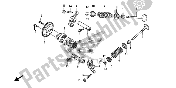 All parts for the Camshaft & Valve of the Honda SH 125 2013