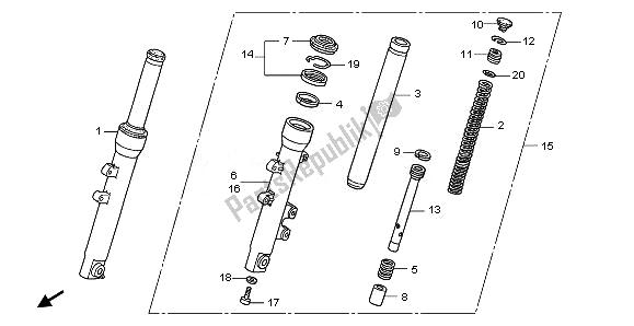 All parts for the Front Fork of the Honda PES 125 2011