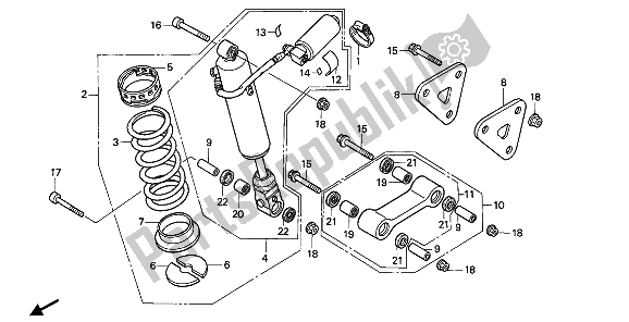 All parts for the Rear Cushion of the Honda CBR 900 RR 1992