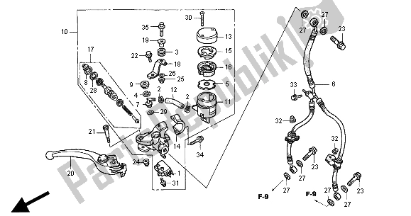 Alle onderdelen voor de Fr. Hoofdremcilinder van de Honda CBR 900 RR 2000