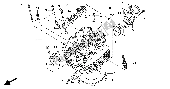 Alle onderdelen voor de Cilinderkop van de Honda CBF 250 2004