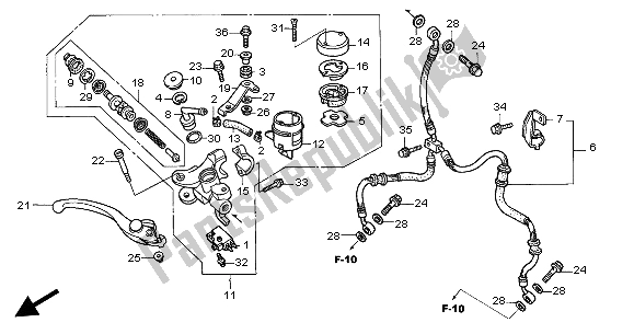 Todas las partes para Fr. Cilindro Maestro Del Freno de Honda VTR 1000 SP 2004