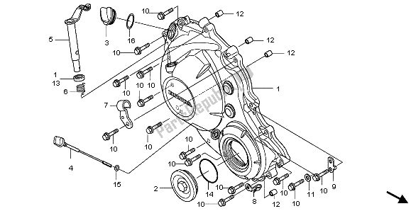 Alle onderdelen voor de Rechter Carterdeksel van de Honda CBR 1000 RR 2009