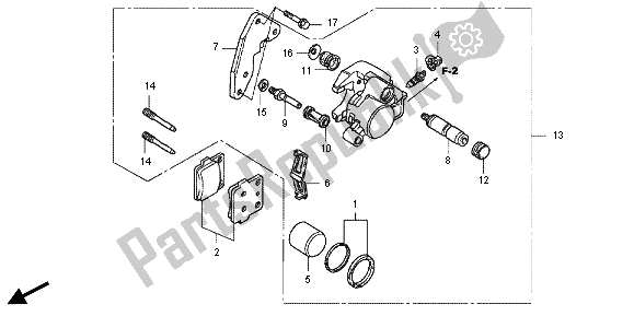 All parts for the Front Brake Caliper of the Honda CRF 150 RB LW 2012