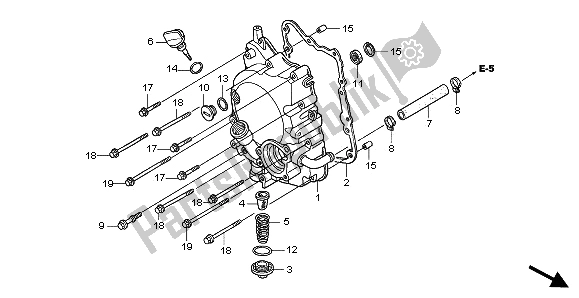 Alle onderdelen voor de Rechter Carterdeksel van de Honda SH 150 2008