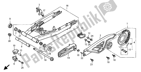 All parts for the Swingarm of the Honda XLR 125R 1999