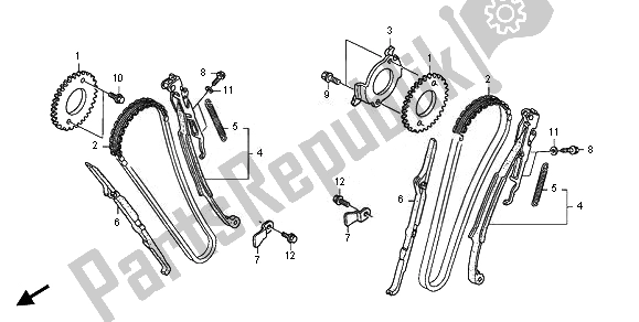 All parts for the Cam Chain & Tensioner of the Honda XL 700 VA Transalp 2011