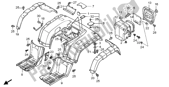 Todas las partes para Guardabarros Trasero de Honda TRX 350 FE Rancher 4X4 ES 2001