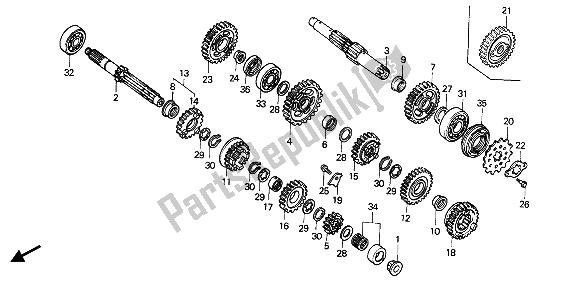 Todas las partes para Transmisión de Honda XR 600R 1989