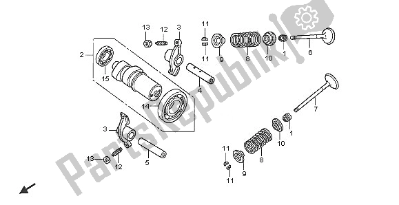 Todas as partes de árvore De Cames E Válvula do Honda SH 150 2005