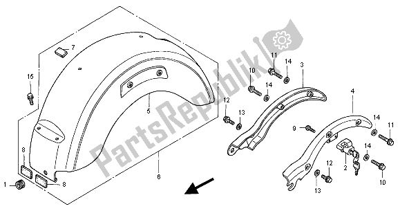 All parts for the Rear Fender of the Honda VT 750C 2000