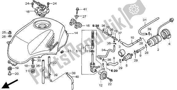 All parts for the Fuel Tank of the Honda NT 650V 1998