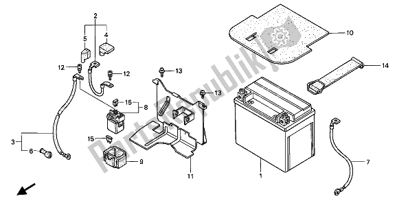 All parts for the Battery of the Honda VFR 750F 1994