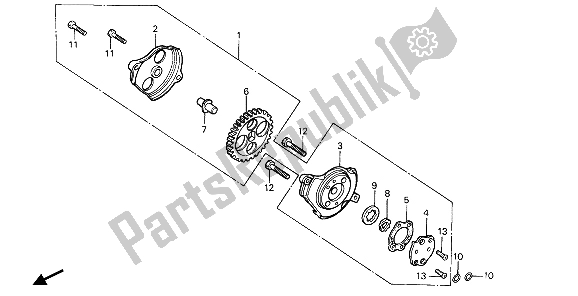 All parts for the Oil Pump of the Honda XR 80R 1985