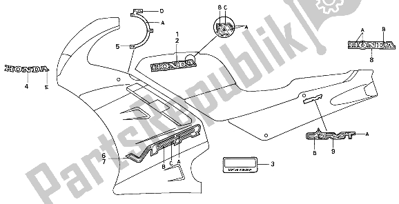All parts for the Stripe & Mark of the Honda VFR 750F 1991