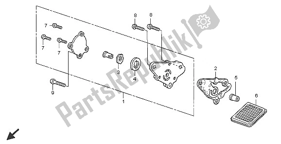 All parts for the Oil Pump of the Honda CRF 50F 2005