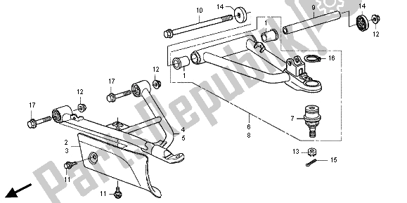 Toutes les pièces pour le Bras Avant du Honda TRX 500 FPA Foreman Rubicon WP 2013