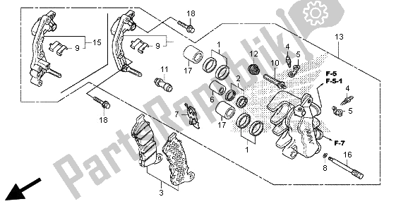 All parts for the Front Brake Caliper of the Honda SH 300A 2013
