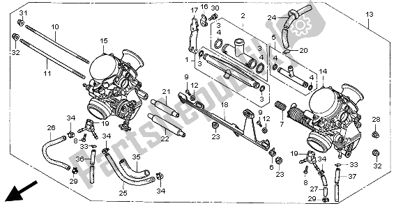 All parts for the Carburetor (assy) of the Honda CB 500 1999