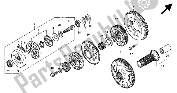 Tutte le parti per il Ingranaggio Primario del Honda GL 1500 SE 2000