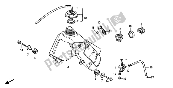 All parts for the Fuel Tank of the Honda CR 80R 1990