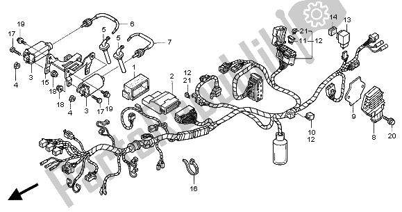 Tutte le parti per il Cablaggio del Honda CBF 500 2004