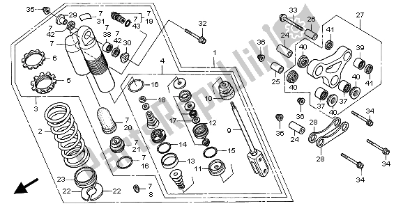 All parts for the Rear Cushion of the Honda CR 80 RB LW 1996