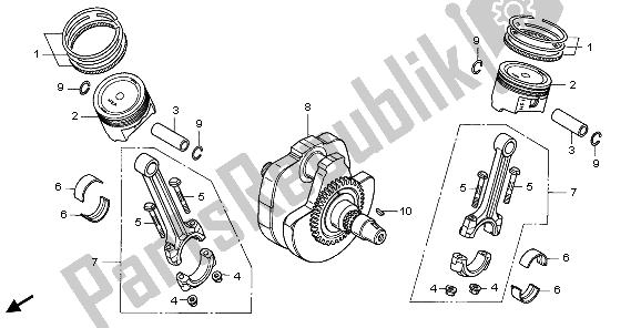 Tutte le parti per il Albero Motore E Pistone del Honda VTX 1300S 2006