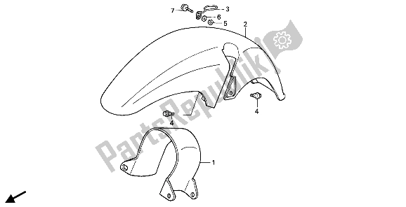 All parts for the Front Fender of the Honda XL 600 1988