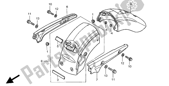 All parts for the Rear Fender & Grab Rail of the Honda GL 1500C 1998