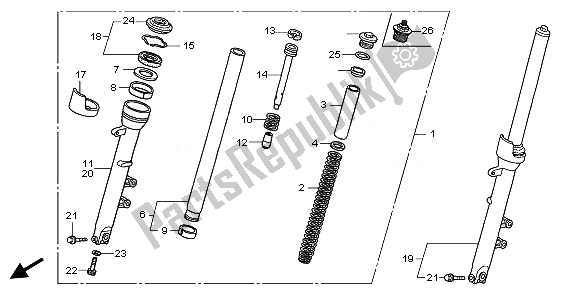 All parts for the Front Fork of the Honda CBF 600S 2008