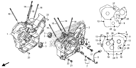 All parts for the Crankcase of the Honda VT 750 CS 2013