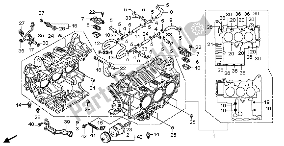 All parts for the Cylinder Block of the Honda GL 1800 2007