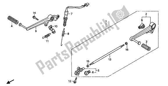 All parts for the Brake Pedal & Change Pedal of the Honda VFR 400R3 1990