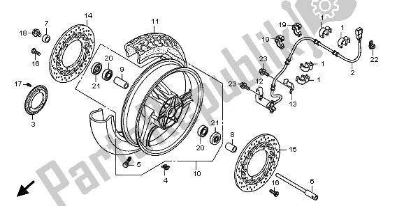 All parts for the Front Wheel of the Honda NT 700 VA 2010