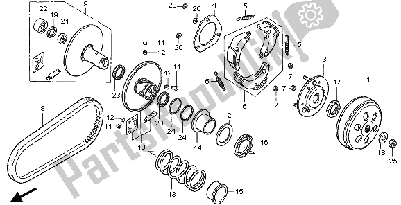 All parts for the Driven Face of the Honda SH 125S 2007