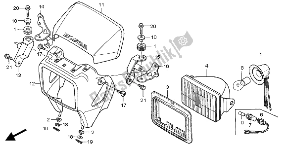 All parts for the Headlight of the Honda XR 650R 2001