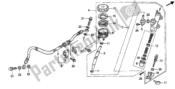 All parts for the Rear Brake Master Cylinder of the Honda CBR 900 RR 1992