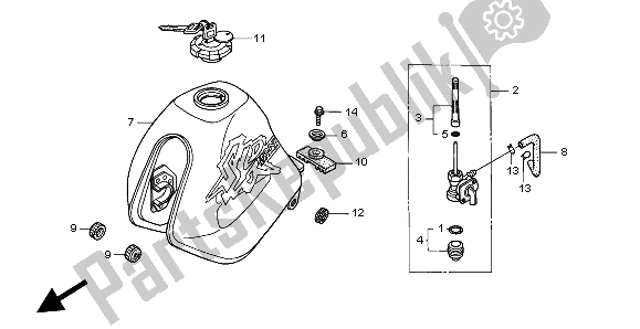 Todas las partes para Depósito De Combustible de Honda SLR 650 1998