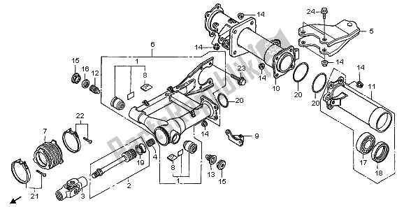 All parts for the Swingarm of the Honda TRX 450 FE Fourtrax Foreman ES 2003