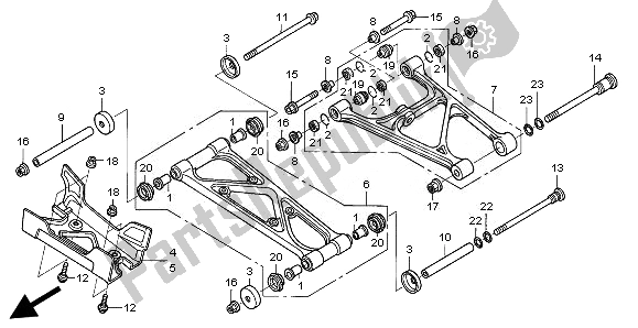 All parts for the Rear Arm of the Honda TRX 680 FA Fourtrax Rincon 2010