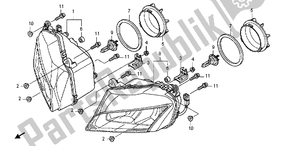 Alle onderdelen voor de Koplamp van de Honda CBF 1000 FS 2012